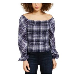 INC Womens Shimmering Long Sleeve Square Neck Peasant Top